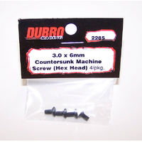  3.0 x 6mm Countersunk machine screw Hex Head 4pcs DBR2285