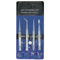 Excel Stainless Steel Tweezer Set 4pcs EXL30416