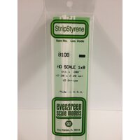 0.011 x 0.092 x 14&quot; (10) HO-Scale White Polystyrene Strips EG8108