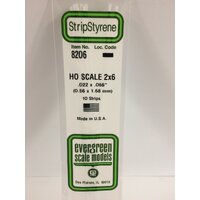  0.023 x 0.092 x 14&quot; (10) HO-Scale Strips 2 x 6pk10  EG8206 